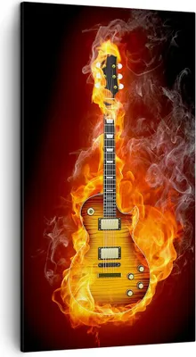 Produktbild von Bild auf Leinwand - Leinwandbild - Feuer Gitarre Instrument - 45x80cm - Wand Bild - Wanddeko - Leinwanddruck - Bilder - Kunstdruck - Wanddekoration - Leinwand bilder - Wandkunst - PA45x80-0197