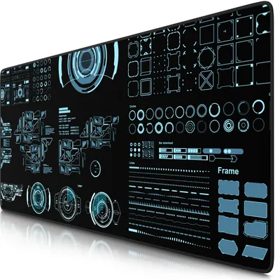 Produktbild von Titanwolf Gaming Mauspad XXL, 900 x 400 x 3 mm, Schreibtischunterlage, abwaschbar, rutschfeste Rückseite, Geschwindigkeit & Präzision, HUD Future