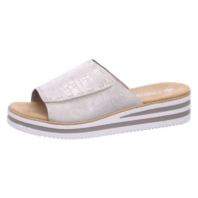 Produktbild von Rieker Damen Pantolette Klettverschluss Plateau Keilabsatz V0290, Größe:41 EU, Farbe:Silber