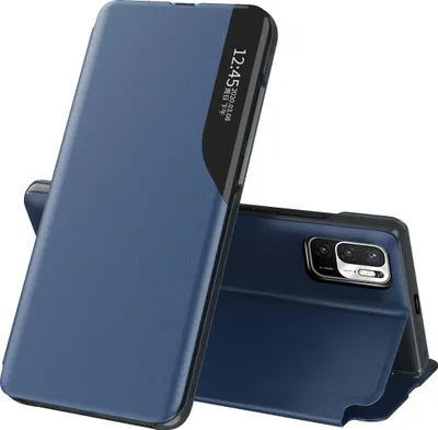 Produktbild von Xiaomi Redmi Note 10 5G Hülle, Smart View Fenster Flip Stand Cover Kunstleder Schutzhülle für Xiaomi Redmi Note 10 5G Blau