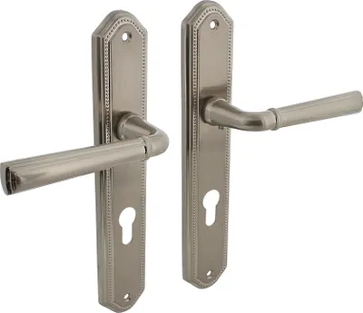 Produktbild von Türdrücker Nickel matt Langschildgarnitur Hannover Türbeschlag Landhausstil Profilzylinder