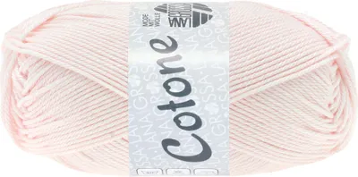 A ball of pink yarn with a label.