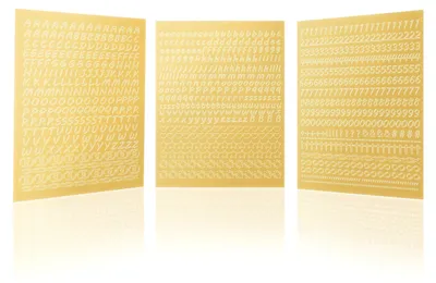 Selbstklebende Buchstaben-Sticker für Kerzen, Gold kursiv, 1000 St.