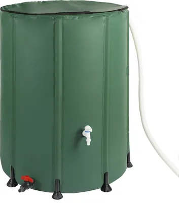 Produktbild von Dehner Regentonne, Regenfass faltbar, Regenwassertank Outdoor, ca. Ø 80 cm, Volumen 500 l, inkl. Auslaufhahn, PVC, dunkelgrün