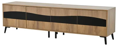 Image de Meuble TV effet bois design symétrique 4 portes 180x40x50cm