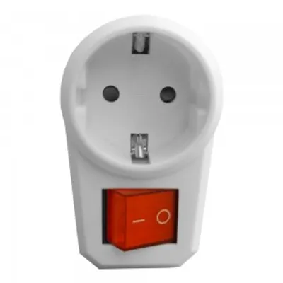 Obrázok produktu pre 1x2P+Z (Schuko) adaptér s vypínačom, biely