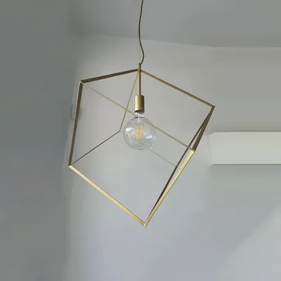 Produktbild von Metall-Kronleuchter Industrie-Würfel Gold 1 Licht E27