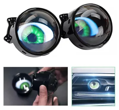 Produktbild von 3D-LED-/Halogen-Scheinwerfer "Devil Eyes" (Teufelsaugen) mit Projektionslinsen, 3 Zoll (8 cm), 12 V, mit mobiler App