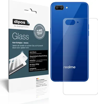 Produktbild von 2x Schutzfolie für Oppo Realme C1 (2019) Rückseite matt - Anti-Shock 9H Folie dipos Glass Kunststoffglas