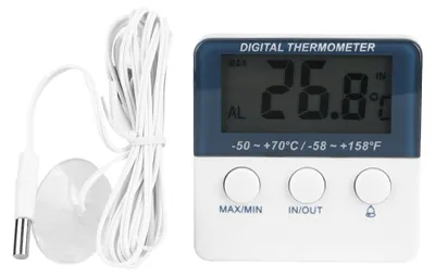 Image de Mini thermomètre numérique électronique d'intérieur et d'extérieur avec alarme, appareil de mesure et de surveillance de la température avec sonde