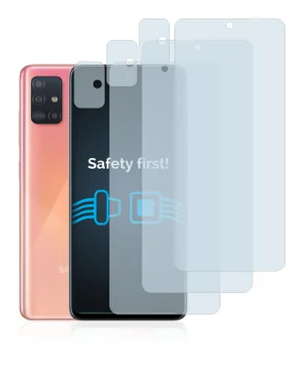 A pink smartphone is shown next to several transparent screen protectors, with text overlayed on one of the protectors.