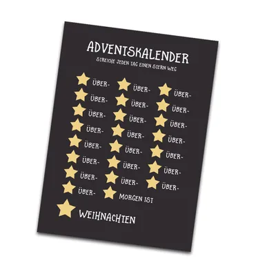 Produktbild von Postkarte Adventskalender STERNE Weihnachtskalender Postkarte A6