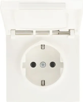 Image de Jung LS 1520 BFNAKL WW Prise avec couvercle rabattable + porte-étiquette blanc alpin LS990/LS-Design