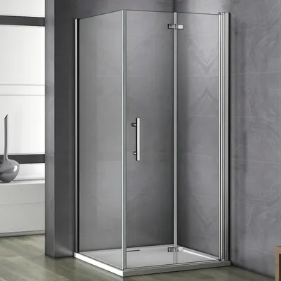 Produktbild von 180°Falttür:80x197cm+Seitenwand:80x195cm  Nano+ESG Glas Eckeinstieg Duschabtrennung Duschkabine Drehtür
