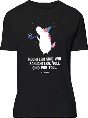 Produktbild von Mr. & Mrs. Panda Größe L T-Shirt Einhorn Party - Schwarz - Geschenk, Geburtstag, mit Spruch, Alkohol, Tshirt, Disco, Glitzer, Shirt, Club, Unicorn