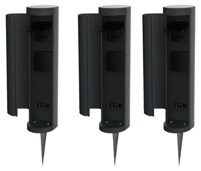 Produktbild von Novatool 3x Steckdosenturm 2-fach außen Anthrazit rund mit Blende IP44 mit Erdspieß Steckdose Aussen Gartensteckdose Outdoor Steckdosesäule Garten Steckdosenturm (Elektro)