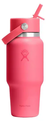 Image de Bouteille de voyage Hydro Flask, ouverture large, avec bouchon à paille flexible, couleur rose "Popstar", capacité de 710 ml