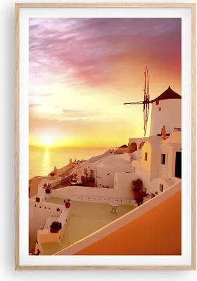 Produktbild von Gerahmtes Poster - Rahmen in heller Eiche - Santorini Griechenland Urlaub - 61x91,5 cm - Wand Bild - Wanddeko - Wandbilder - Wandposter - Bilderrahmen - Bilder - Kunstdruck - Wandbild P2NPA61x91-2691