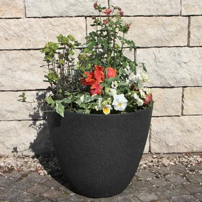 Produktbild von Pflanzkübel rund aus Kunststoff Pflanztopf für den Garten Blumentopf außen Übertopf Farbe: anthrazit Größe: Ø 44 x H 37 cm