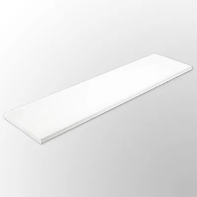 A white shelf is shown against a gradient background.