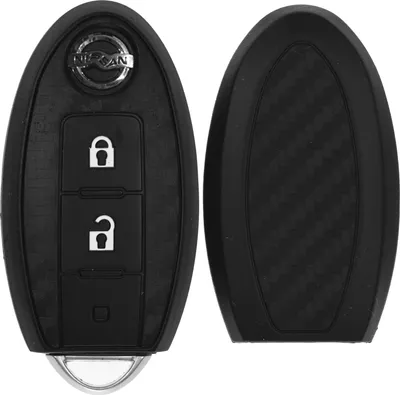 Produktbild von Auto Schlüssel Silikon Schutz Hülle im Carbon Look kompatibel mit Nissan Juke Micra Leaf X-Trail Qashqai Note Pulsar 2 Tasten KEYLESS SMARTKEY