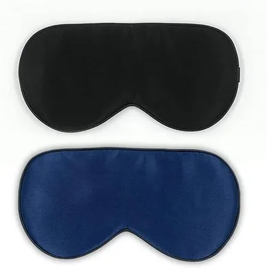 Image de 2 masques de sommeil 100 % soie avec des sangles réglables, confortables et ultra-doux, 1 noir et 1 bleu marine.