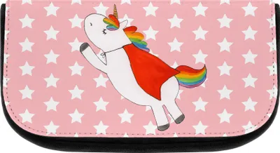 Produktbild von Mr. & Mrs. Panda kulturtäschchen Einhorn Super - Rot Pastell - Geschenk, Kosmetiktasche, Kulturbeutel, schmink organizer, kosmetiktäschchen, Einhörner, Superheld, Unicorn
