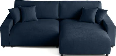 Produktbild von Lisa Design Pivoine - 4-Sitzer Ecksofa beidseitig montierbar - Schlaffunktion und Bettkasten - aus strukturiertem Samt , Blau