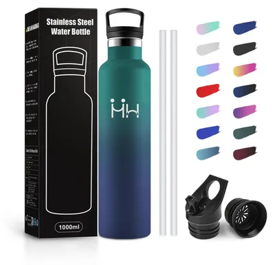 Produktbild von JAPORIA Thermosflasche 1L, Isolierflasche mit Strohhalm, Trinkflasche BPA-Frei,