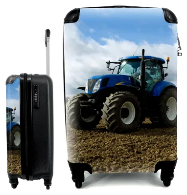 Produktbild von Handgepäck Trolley Rollkoffer Kleine Reisekoffer mit 4 Rollen - Traktor - Blau - Landleben - Wolken - Kabinengröße < 55x40x23 & 55x40x20 cm - Fotokoffer - Boardgepäck