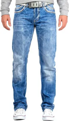 Produktbild von Cipo & Baxx Herren Regular Fit Jeans Stonewashed C0595 Blue 95cm