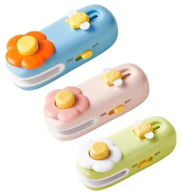 Produktbild von 3er Set Mini Folienschweißgerät USB Wiederaufladbar, 2-in-1 Tütenverschweißer mit Cutter für Frischhalte- und Snackbeutel