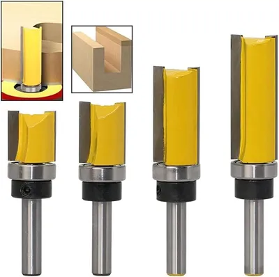 Produktbild von 4-tlg. Fräser-Set mit Kugellager – 6mm Schaft, gerade Kanten, für Holzverarbeitung und CNC-Gravur