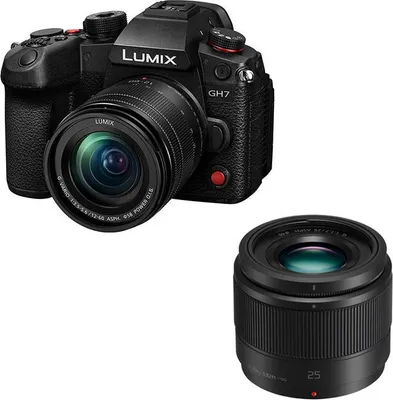 Image de PANASONIC LUMIX GH7 Noir + Objectif G 12-60mm f/3.5-5.6 + G 25mm f/1.7