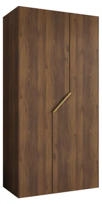 Produktbild von MEBLE KRYSPOL Schrank 100x202x52 cm mit Kleiderstange, 2xTür, ANDREW, Warmia-Nuss, Griff Gold