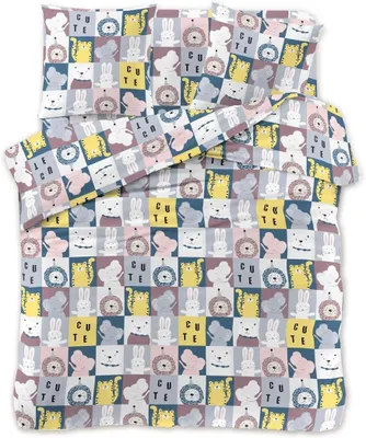 Produktbild von FEBE Bettwäsche Tiere Bettbezug-Set 135x200 + Kissenbezug 2 Teilig mit Reißveschluss