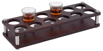 Productafbeelding van Shotglasrek – Tafelblad voor 12 shotglazen – Geschikt voor bars en restaurants – 30,5 x 10,2 x 6 cm