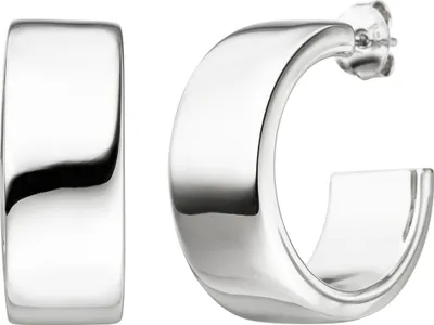 Produktbild von Halbcreolen Ohrringe Creolen Ohrschmuck flach glänzend schlicht 925 Silber
