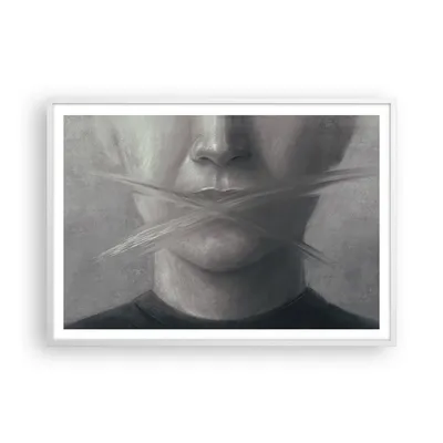 Produktbild von Gerahmtes Poster - Weißer Rahmen - Symbol Mund Sprache - 100x70 cm - Wand Bild - Wanddeko - Wandbilder - Kunstposter - Wandposter - Bilderrahmen - Bilder - Kunstdruck - P2WAA100x70-4754