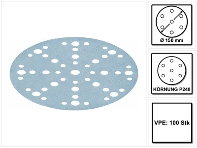 Productafbeelding van Festool STF D150/48 Slijpschijven granaat P240 150 mm 100 st. ( 575168 ) voor RO 150, ES 150, ETS 150, ETS EC 150, LEX 150, WTS 150, HSK-D 150