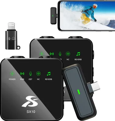 Produktbild von Drahtloses Mikrofon - klare Klangqualität, intelligente Geräuschunterdrückung, Smartphones und Computer - stabile Übertragung, automatische Kopplung.