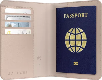 Immagine prodotto di Satechi, custodia per passaporto in vera pelle FindAll slot per carte e protezione RFID, rosa