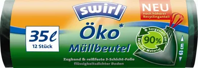 Produktbild von Swirl Öko-Müllbeutel mit Tragegriff 35 L 12 Stück