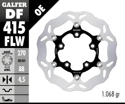 Image de Kit disque de frein Galfer 2x DF415FLW WAVE® flottant avant 270x4,5mm pour Kymco AK Xciting iS VS i 400 / 550 ccm