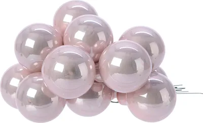 Produktbild von Weihnachtskugeln am Draht 2,5cm Glas 12 Stück - Rosa glänzend