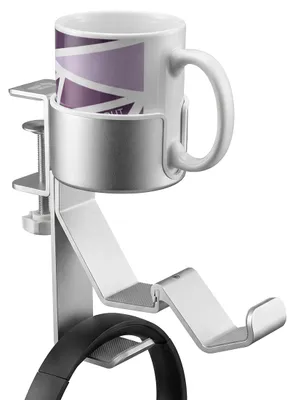 Produktbild von Seitlicher Schreibtisch-Organizer zum Anklemmen mit Becherhalter silber