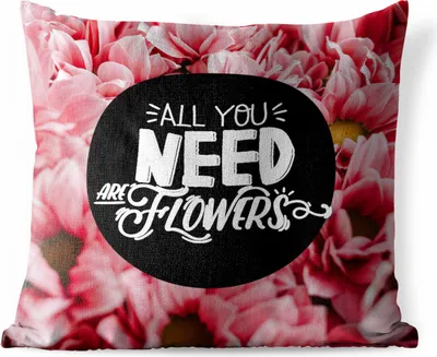 Produktbild von MuchoWow® Outdoor Kissen - Alles, was du brauchst, sind Blumen" - Sprichwörter - Zitate - 40x40 cm - Wetterfest - Lounge Kissen - Kopfkissen - Interieur - Polster mit Bild