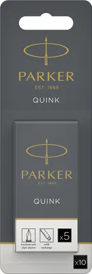 Produktbild von Parker Quink Nachfüllpatronen für Füllfederhalter | lange Patronen | schwarze Tinte (10er Packung)