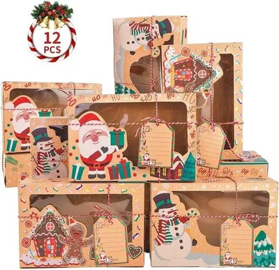 Produktbild von Famanu Geschenkboxen für Plätzchen 12 Stück - Weihnachtsmuster
