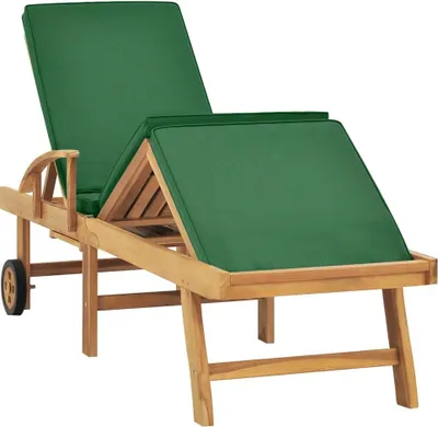 Produktbild von vidaXL Sonnenliege mit Auflage Massivholz Teak Grün